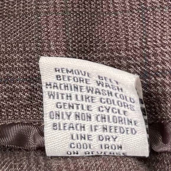 Studio Y Pencil Skirt Size 13 14 Belted Academia Brown Plaid Classic Preppy Twee - Picture 6 of 6